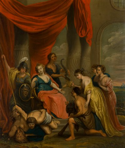Alegoryczny obraz sprawiedliwości, ok. 1630-1700 (olej na miedzi) autorstwa Flemish School