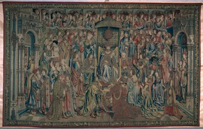 Batszeba witana na dworze, gobelin Dawida i Batszeby, ok. 1510-15 autorstwa Flemish School