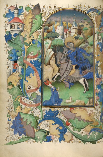 Księga Godzin, 1450-55 (tempera, złoto płatkowe i tusz na pergaminie) autorstwa Flemish School