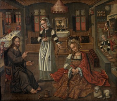 Chrystus w Betanii w domu Marty i Marii (olej na desce) autorstwa Flemish School