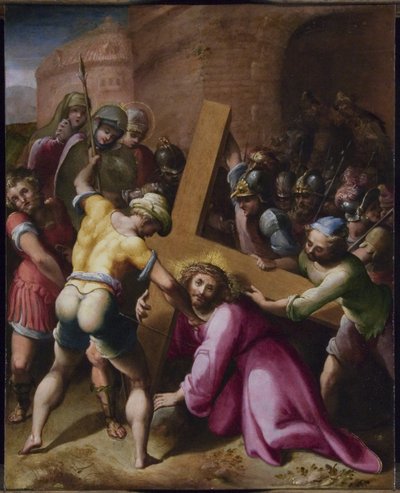 Chrystus w drodze na Kalwarię (olej na miedzi) autorstwa Flemish School