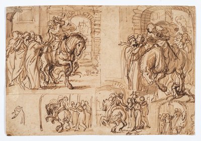 Composition studies for "Odejście syna marnotrawnego (Łukasza 15:11-32)" autorstwa Flemish School