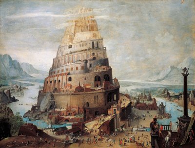 Budowa wieży Babel (olej na desce) autorstwa Flemish School