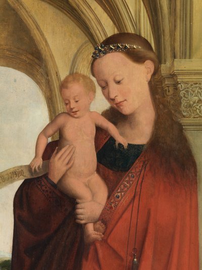 Fragment Madonny z Petrusem Wijtsem (olej na desce) autorstwa Flemish School