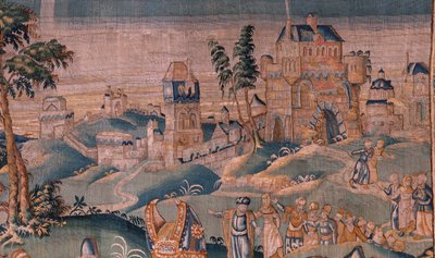 Flamandzki gobelin. Aleksander przed arcykapłanem Iaddo (Aleksander przed arcykapłanem Iaddo). Atelier Oudenaarde. 374x447cm. Inv(830-B)4 00010. XVII wiek. autorstwa Flemish School