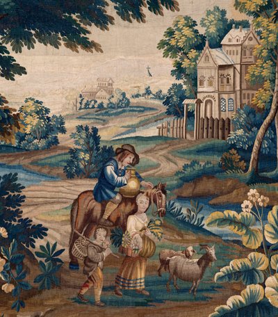 Flamandzki gobelin. Koniec XVII wieku. Własność kościoła Sint-Walburgakerk Oudenaarde (Dekenij van de Sint-Walburga). autorstwa Flemish School