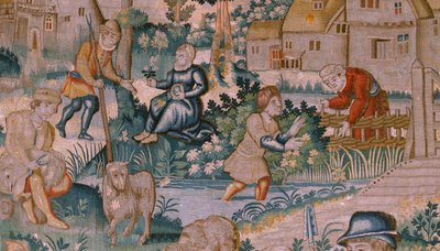 Flamandzki gobelin. Klaskanie w dłonie. Atelier Oudenaarde. XVII wiek. autorstwa Flemish School