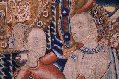 Flamandzki gobelin. Przejście przez Morze Czerwone (Paso del Mar Rojo). Około 1490. Detal. autorstwa Flemish School