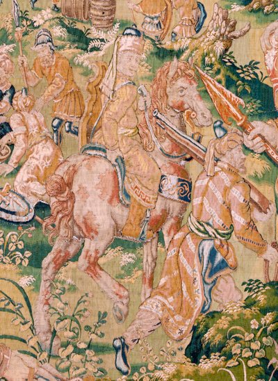 Flamandzki gobelin. Seria: Księga Judyty. Bankiet Holofernesa (El banquete de Holofernes). Szósty gobelin w serii. Produkcja: Holandia, Bruksela(?). Druga połowa XVI wieku. Tkanina: Wełna. Lokalizacja: Kościół św. Mikołaja z Bari (m autorstwa Flemish School