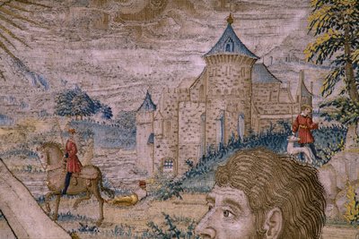 Flamandzki gobelin. Seria Historia św. Jana Chrzciciela: Chrzest Chrystusa (Het doopsel van Christus). Atelier w Brukseli. 1515-1520. autorstwa Flemish School