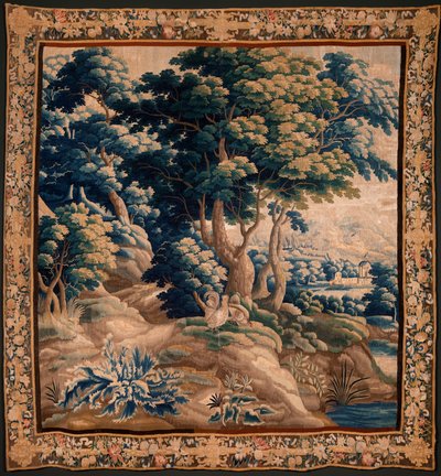 Flamandzki gobelin. Tak zwana Verdure. Atelier Oudenaarde. 332x318cm. Inw 00021. XVII wiek. autorstwa Flemish School