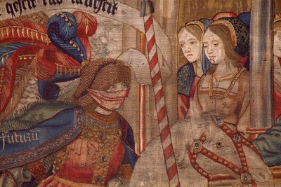 Flamandzki gobelin. Triumf czasu (De triomf van de Tijd, El triunfo del Tiempo). Wełna i jedwab. 347x342cm. Prywatna kolekcja. Około 1504. Detal. autorstwa Flemish School