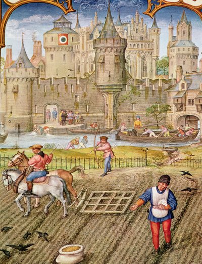 Fol.10v Miesiąc październik: Zasiew, z Breviarium Grimani, ok.1515 autorstwa Flemish School