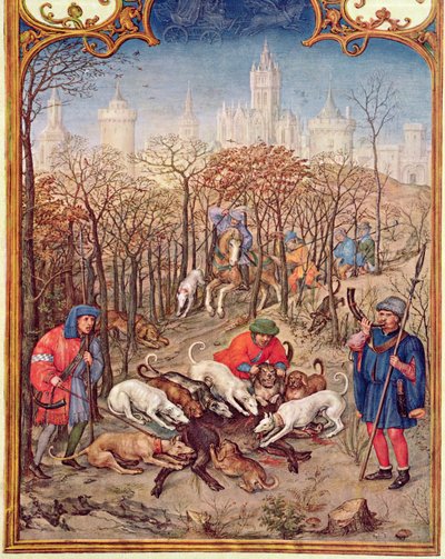 Fol.12v Miesiąc grudzień: Polowanie na dzika, z Breviarium Grimani, ok. 1515 autorstwa Flemish School