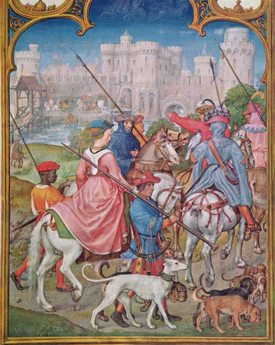 Fol.8v Miesiąc sierpień: Wyjazd na polowanie, z Breviarium Grimani, c.1515 autorstwa Flemish School