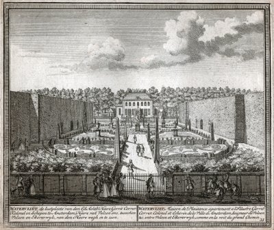 Ogród francuski. (rytownictwo autorstwa Flemish School