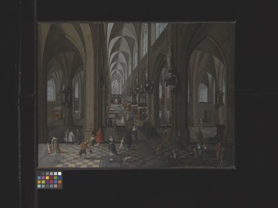 Wnętrze katedry w Antwerpii (olej na płótnie) autorstwa Flemish School