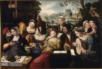 Syn marnotrawny wśród kurtyzan, ok. 1530 (olej na drewnie) autorstwa Flemish School