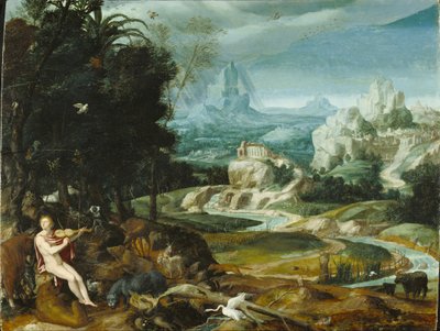 Krajobraz z Orfeuszem, ok.1570 autorstwa Flemish School