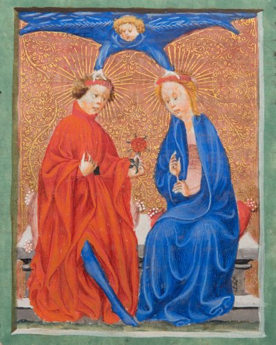 MS Gen1111 f.210 Św. Cecylia i Św. Walerian, ilustracja z Legenda Aurea autorstwa Jacobusa de Voragine, c.1405-10 autorstwa Flemish School