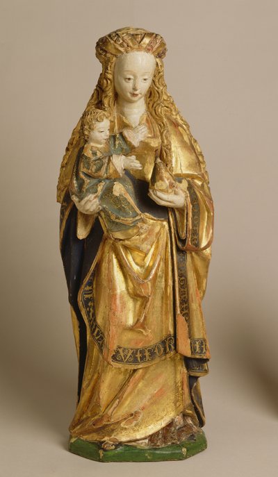 Madonna z Dzieciątkiem, Szkoła w Mechelen, ok. 1500 (dąb polichromowany i złocony) autorstwa Flemish School