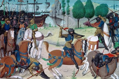 Ms 5089-90 Bitwa pod Hastings, 14 października 1066, z Chronique des Empereurs autorstwa Davida Auberta autorstwa Flemish School