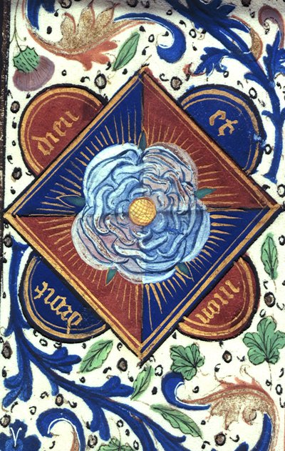 Roy 14E.IV fol.10 Biała Róża Domu Yorków, z „Chronique d