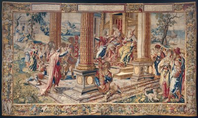 Święty Paweł przed Porcjuszem Festusem, król Herod Agryppa i jego siostra Berenice, ok. 1520 (wełna i jedwab) autorstwa Flemish School