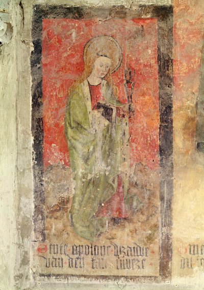 Św. Apollonia, malowidło ścienne z krypty, ok. 1480-1540 autorstwa Flemish School
