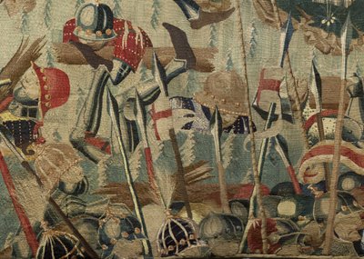 Gobelin przedstawiający podboje króla Portugalii Alfonsa V (Conquistas de Alfonso V de Portugal), Tournai. Szczegół. (Wełna i jedwab) autorstwa Flemish School