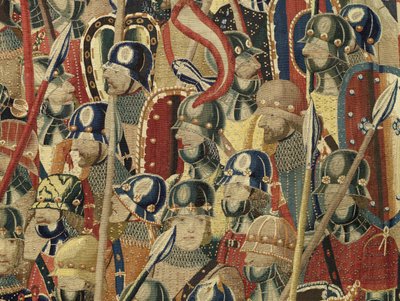 Gobelin przedstawiający podboje króla Portugalii Alfonsa V (Conquistas de Alfonso V de Portugal), Tournai. Szczegół. (Wełna i jedwab) autorstwa Flemish School