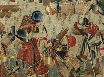 Gobelin przedstawiający podboje króla Portugalii Alfonsa V (Conquistas de Alfonso V de Portugal), Tournai. Szczegół. (Wełna i jedwab) autorstwa Flemish School