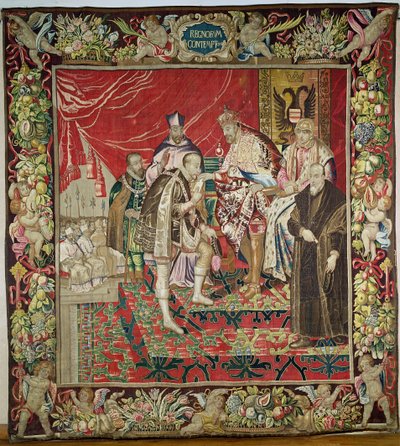 Abdykacja Karola V (1500-58) z The Tapestry of Charles Quint, c.1630-40 autorstwa Flemish School