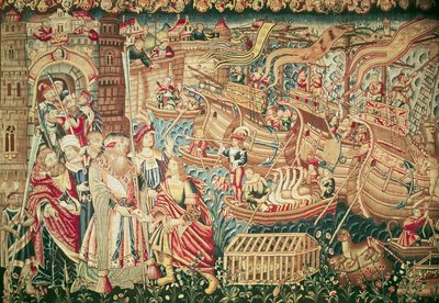 Przybycie Vasco da Gamy (ok. 1469-1524) do Kalkuty, 20 maja 1498 autorstwa Flemish School