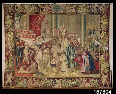 Koronacja Karola V (1500-58) z The Tapestry of Charles Quint, c.1630-40 autorstwa Flemish School