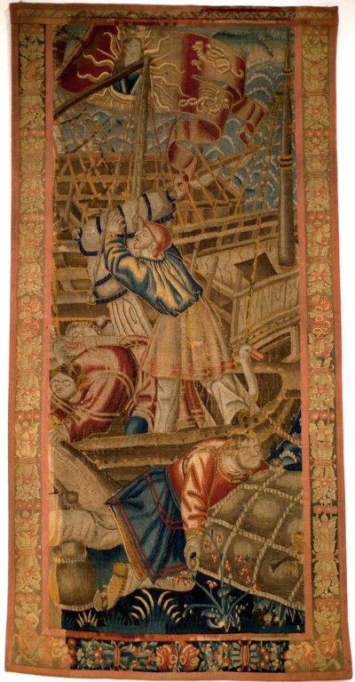 Portugalczycy w Indiach - flamandzki gobelin z Tournai z pierwszej ćwierci XVI wieku - Musee de la Marine de Lisbon (Portugalia) autorstwa Flemish School