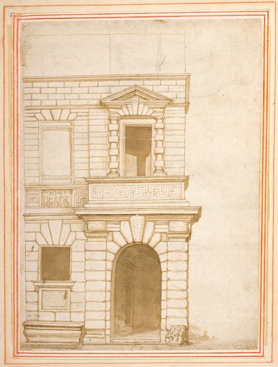 Fasada domu Giulio Romano w Rzymie (pióro i atrament na papierze) autorstwa Flemish School