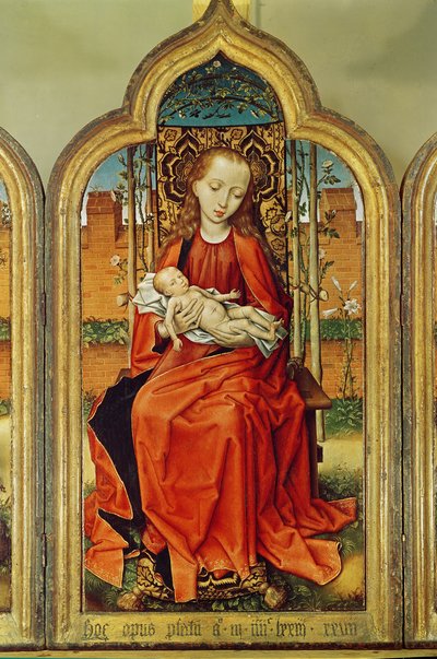 Tryptyk Jean de Witte, panel środkowy: Dziewica z Dzieciątkiem, 1473 (olej na desce dębowej) autorstwa Flemish School