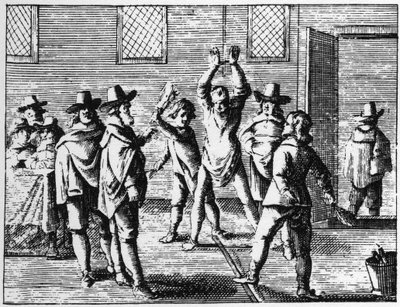 Wizard Whipping by Children - Grawerowanie z 1725 r. w ""La Sorcellerie demasquee"" (