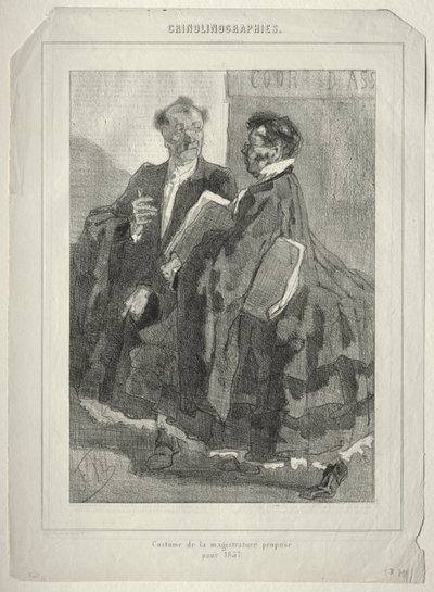 Krynolinografie. Strój sędziego zaproponowany na rok 1857. autorstwa Félicien Rops