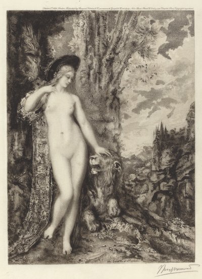 Zakochany lew autorstwa Félix Bracquemond, after Gustave Moreau