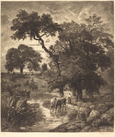 Wieczór autorstwa Félix Bracquemond after Théodore Rousseau