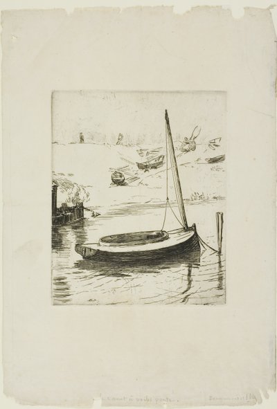 Łódź z opuszczonym żaglem autorstwa Félix Henri Bracquemond