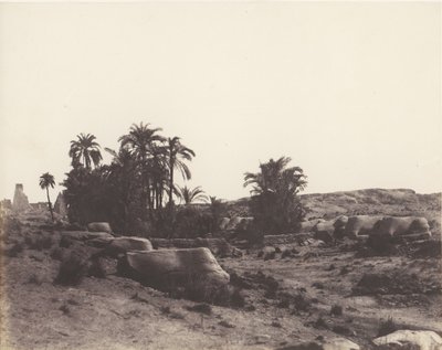 Karnak Teby, Aleja Sfinksów - Widok ogólny z punktu G, 1851-52, druk 1853-54. autorstwa Félix Teynard