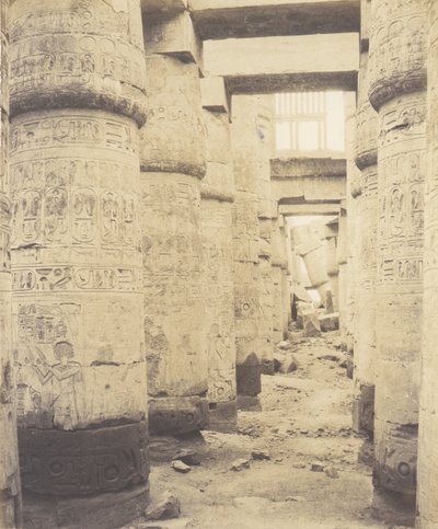 Teby Karnackie, Pałac - Sala Hipostylowa - Okno i Stolice ..., 1851-52, druk 1853-54. autorstwa Félix Teynard