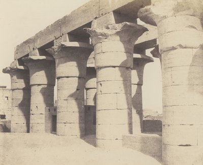Louksor Teby. Construction Centrale - Wielka Kolumnada, 1851-52, druk 1853-54. autorstwa Félix Teynard