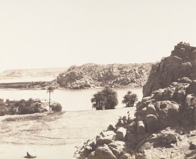 Tâfah, Granitowe skały nad brzegiem Nilu, 1851-52, wydrukowany w latach 1853-54. autorstwa Félix Teynard