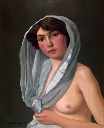 Kobieta z niebieskim szalikiem autorstwa Félix Vallotton