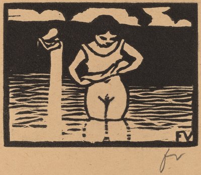 Dziewczyna podnosząca koszulę autorstwa Félix Vallotton