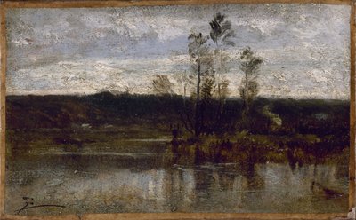 Riverside, między 1850 a 1860 (olej na papierze na płótnie) autorstwa Félix Ziem